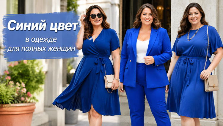 Синий цвет в одежде для полных женщин: как носить и с чем сочетать