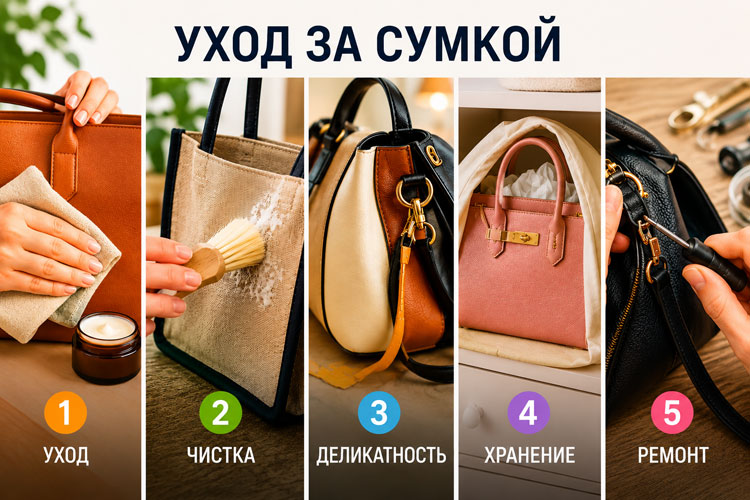 как ухаживать за женской сумкой